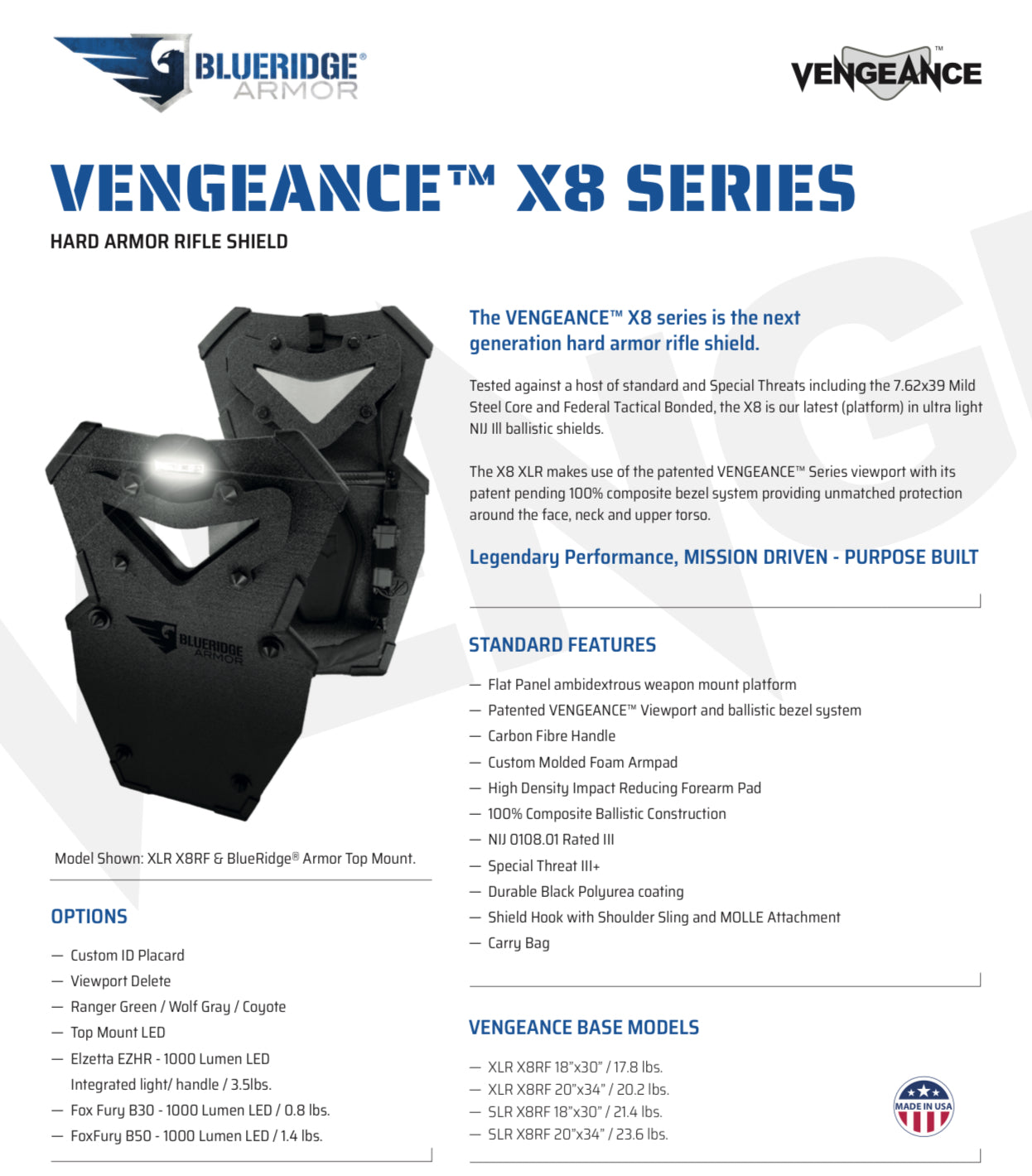 BLUERIDGE ARMOR X8 RIFLE SHIELD
